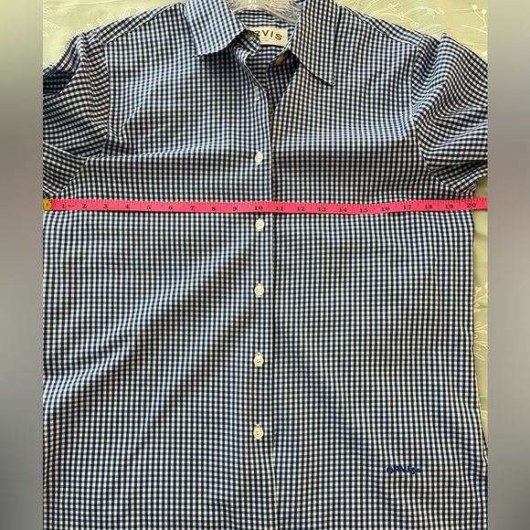 Orvis Women’s Navy/White Gingham Button Down, Wrinkle Free, Cotton/Poly; Size 6 - Picture 9 of 10